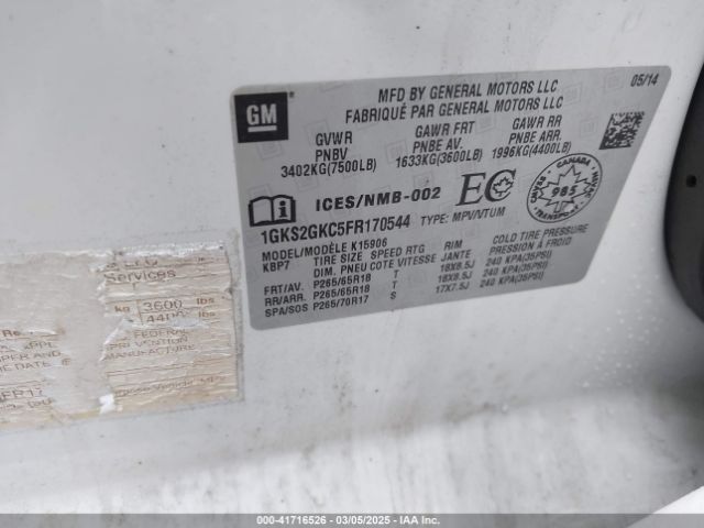 2015 GMC YUKON XL 1500 1GKS2GKC5FR170544 Photo 8
