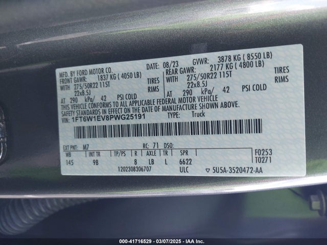Ford F-150 Lightning Platinum 2023 1FT6W1EV8PWG25191 Image 9