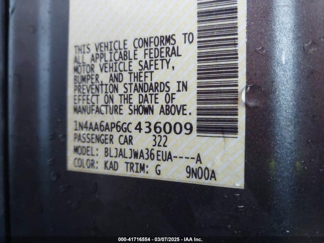 1N4AA6AP6GC436009 Nissan Maxima 3.5 Sv