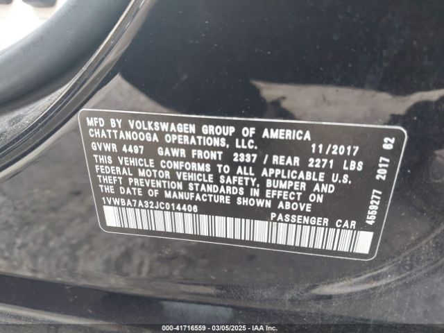 2018 VOLKSWAGEN PASSAT 1VWBA7A32JC014406 Photo 8