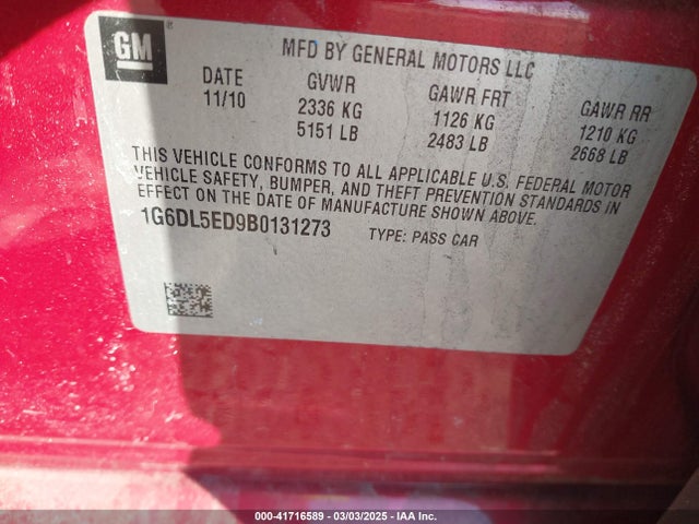 2011 CADILLAC CTS 1G6DL5ED9B0131273 Photo 8