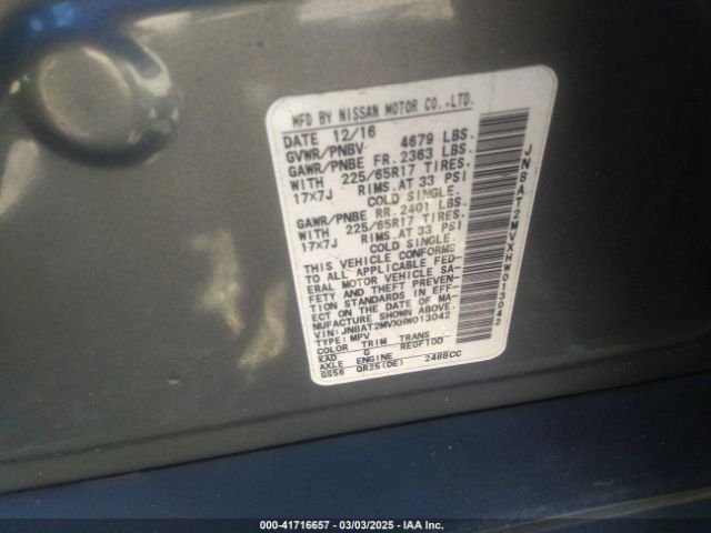 JN8AT2MVXHW013042 Nissan ROGUE S