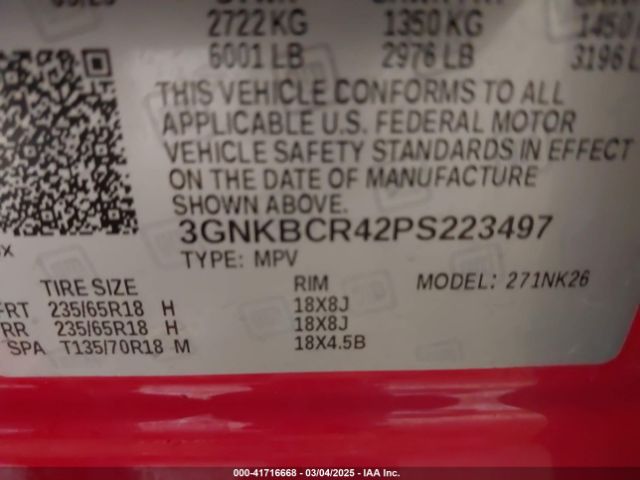 3GNKBCR42PS223497 Chevrolet Blazer Fwd 2lt