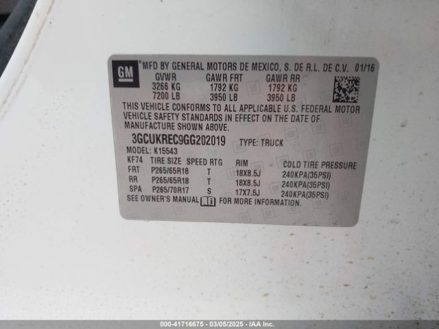 3GCUKREC9GG202019 Chevrolet Silverado 1500 2lt