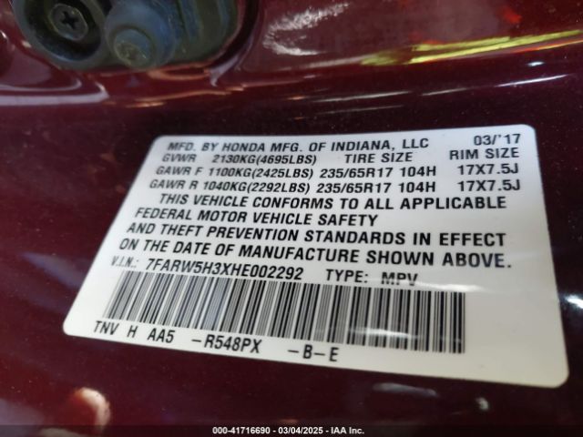 7FARW5H3XHE002292 Honda CR-V LX