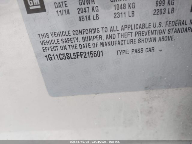 1G11C5SL5FF215601 Chevrolet MALIBU 1LT