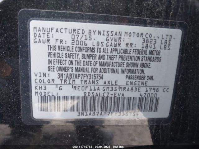 3N1AB7AP7FY315754 Nissan SENTRA S