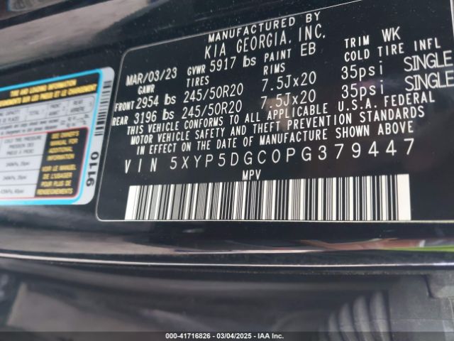 5XYP5DGC0PG379447 KIA Telluride Sx X-line