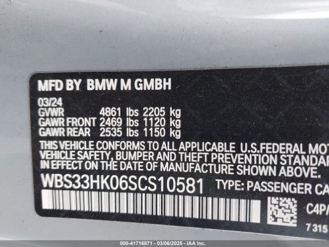 2025 BMW M4 WBS33HK06SCS10581 Photo 8