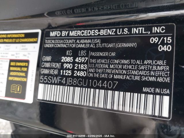 55SWF4JB8GU104407 Mercedes-Benz C 300 Luxury/sport