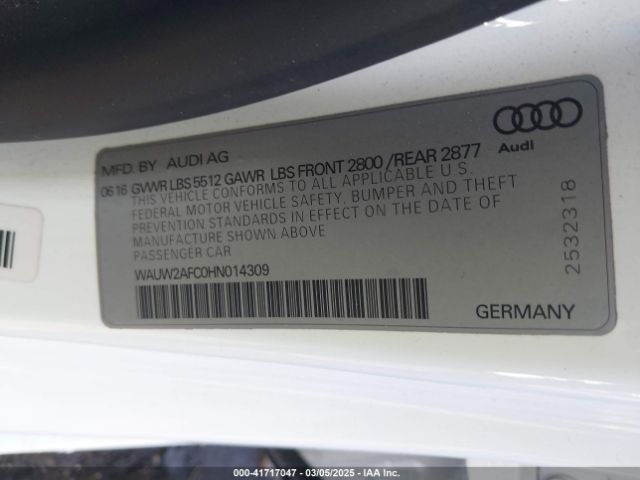 WAUW2AFC0HN014309 Audi A7 3.0t Premium Plus