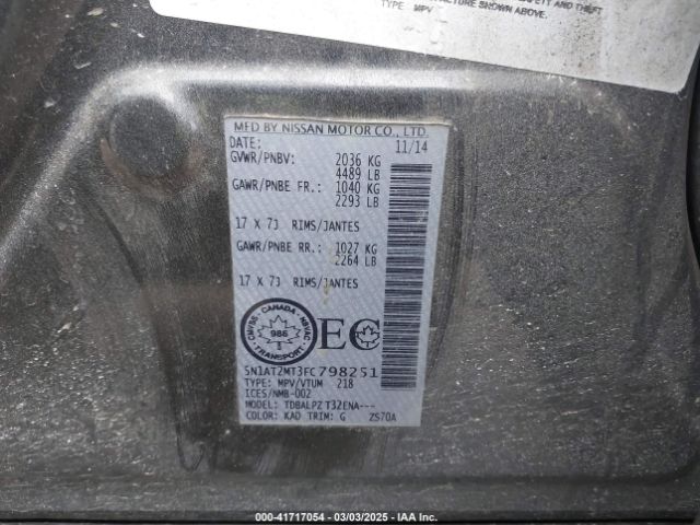 5N1AT2MT3FC798251 Nissan Rogue S/sl/sv