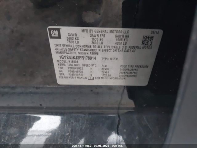 1GYS4JKJ3FR178914 Cadillac Escalade Esv Premium
