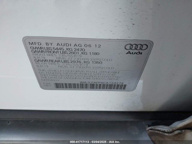 2012 AUDI Q5 WA1LFAFPXCA124274 Photo 8