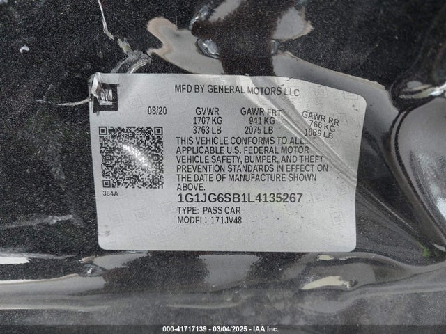 1G1JG6SB1L4135267 Chevrolet Sonic Fwd  1fl 5-door