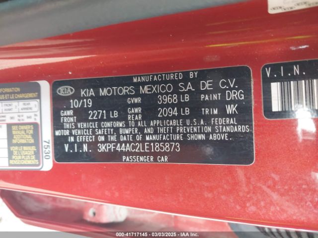 3KPF44AC2LE185873 KIA FORTE GT