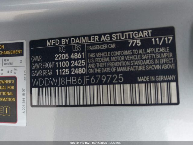 WDDWJ8HB6JF679725 Mercedes-Benz Amg C 63 S
