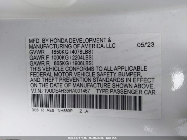 19UDE4H35RA001467 Acura Integra A-spec