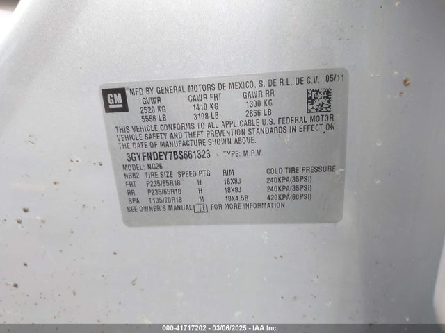 2011 CADILLAC SRX 3GYFNDEY7BS661323 Photo 8