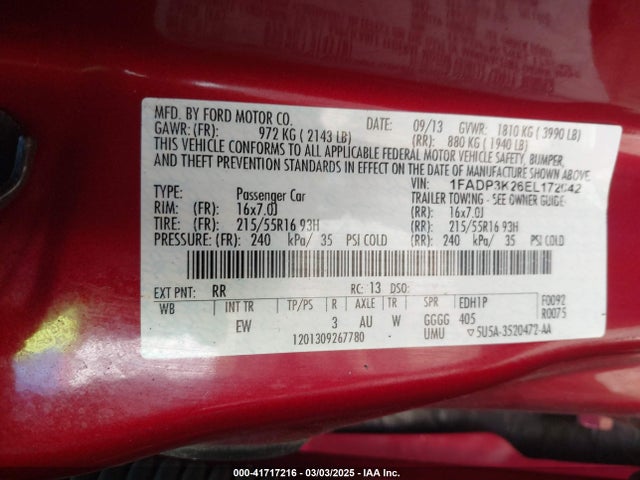1FADP3K26EL172042 Ford FOCUS SE