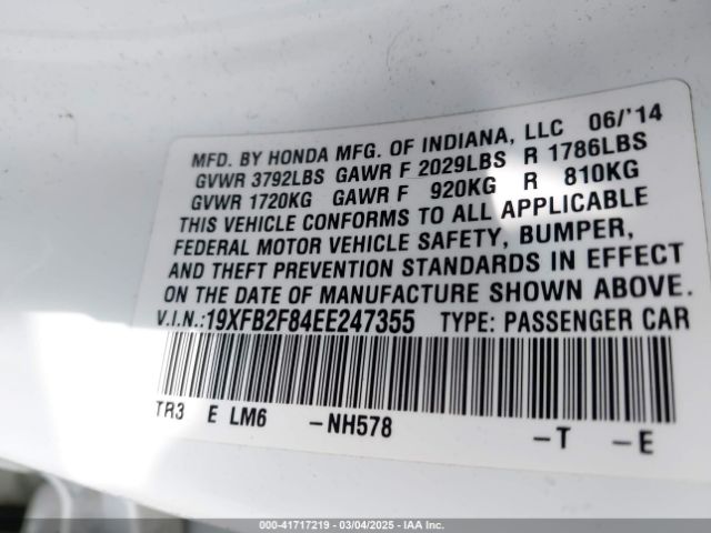 19XFB2F84EE247355 Honda CIVIC EX
