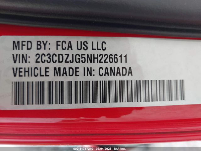 2C3CDZJG5NH226611 Dodge Challenger Gt