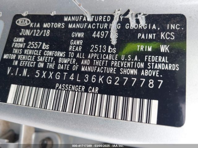 5XXGT4L36KG277787 KIA Optima Lx