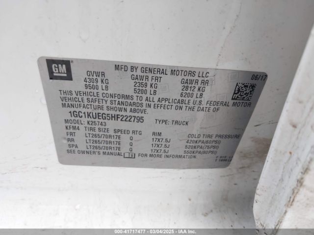 1GC1KUEG5HF222795 Chevrolet Silverado 2500hd Wt