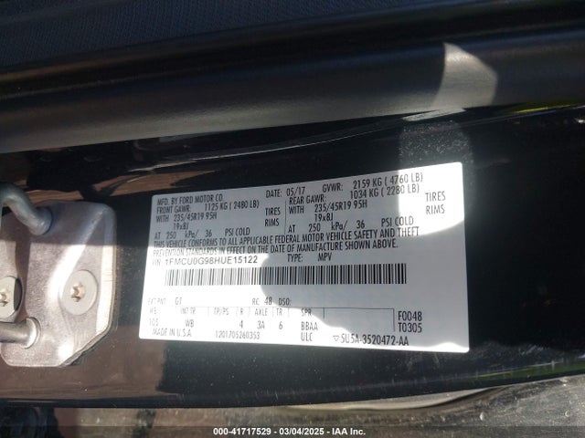 1FMCU0G98HUE15122 Ford ESCAPE SE