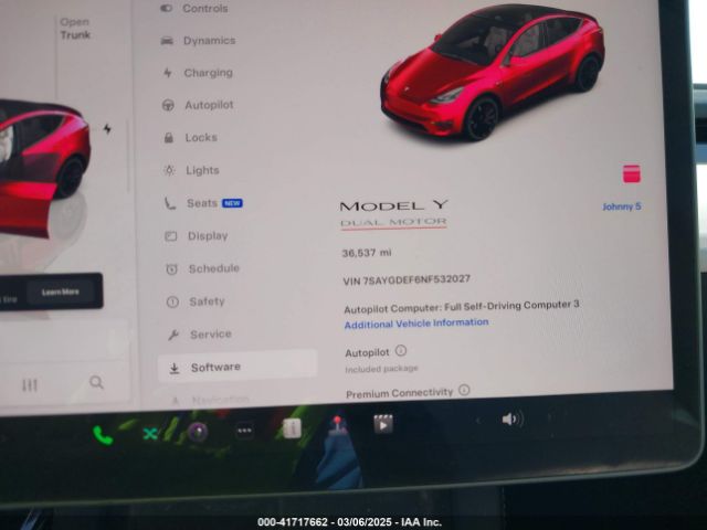 7SAYGDEF6NF532027 Tesla Model Y Performance Dual Motor All-wheel Drive