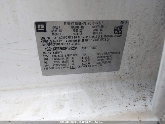 1GC1KUE86GF193234 Chevrolet Silverado 2500hd Wt