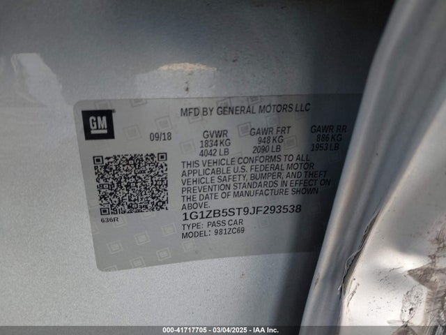 1G1ZB5ST9JF293538 Chevrolet Malibu 1ls