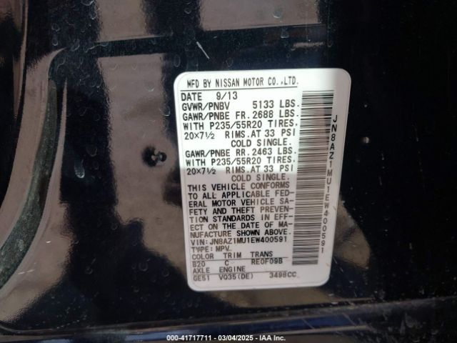 JN8AZ1MU1EW400591 Nissan Murano Le
