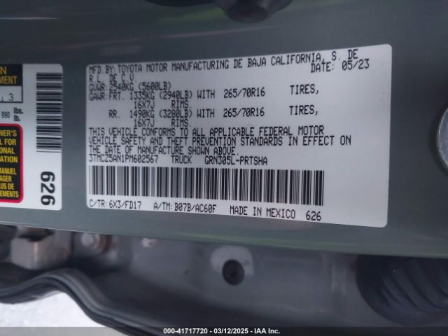 3TMCZ5AN1PM602567 Toyota Tacoma Trd Off Road