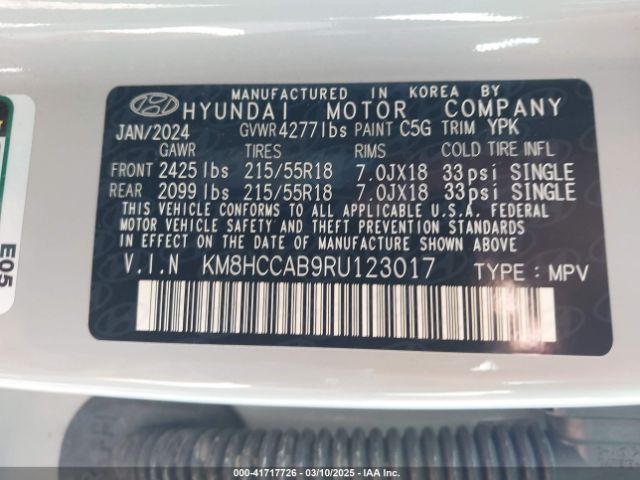KM8HCCAB9RU123017 Hyundai Kona Sel