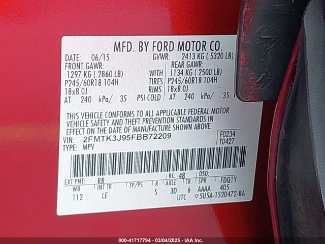 Ford EDGE SEL 2015 2FMTK3J95FBB72209 Image 9