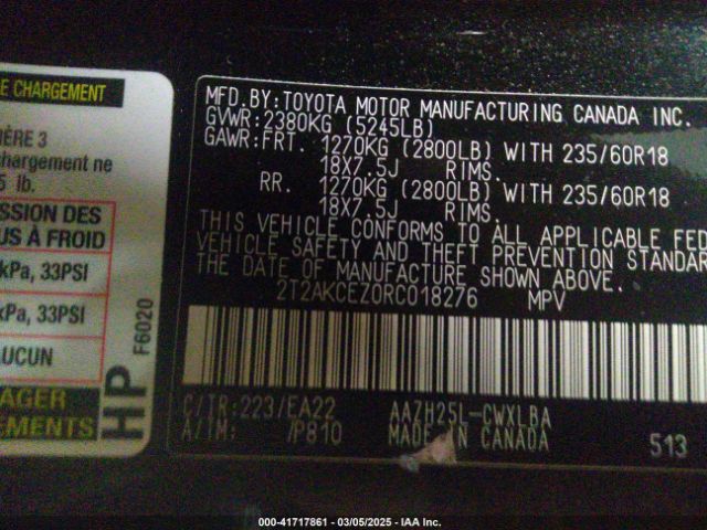 2T2AKCEZ0RC018276 Lexus NX 350H