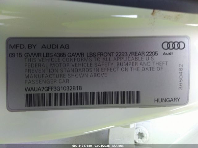 WAUA7GFF3G1032818 Audi A3 1.8t Premium