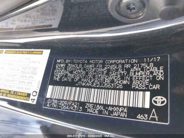 JTNKARJE2JJ563126 Toyota COROLLA IM