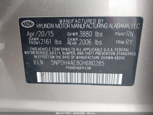 Hyundai Elantra Value Edition 2016 5NPDH4AE8GH680285 Image 9
