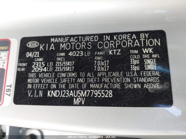 KNDJ23AU5M7795528 KIA SOUL S