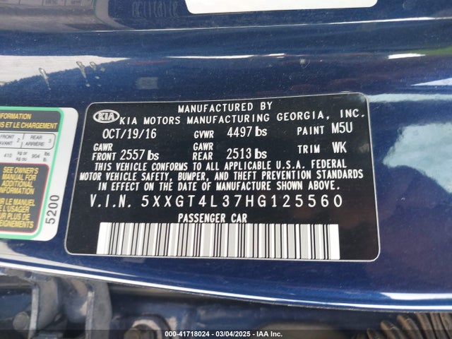 5XXGT4L37HG125560 KIA Optima Lx