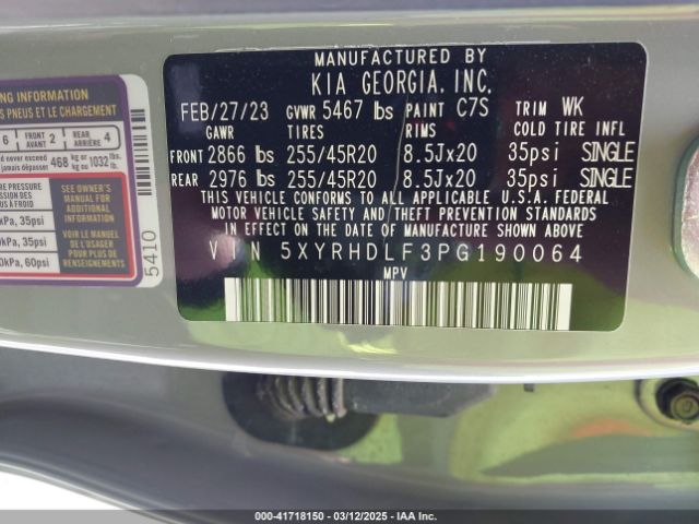 5XYRHDLF3PG190064 KIA Sorento X-line Ex