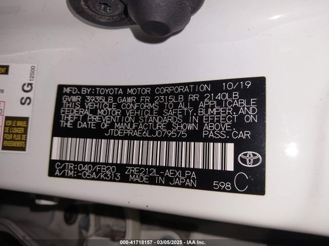 Toyota COROLLA LE 2020 JTDEPRAE6LJ079575 Image 9