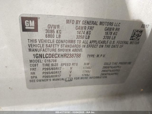 1GNLCDECXHR238788 Chevrolet Tahoe Commercial Fleet