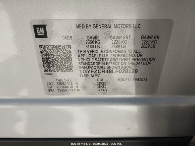 1GYFZCR48LF028129 Cadillac Xt4 Fwd Premium Luxury