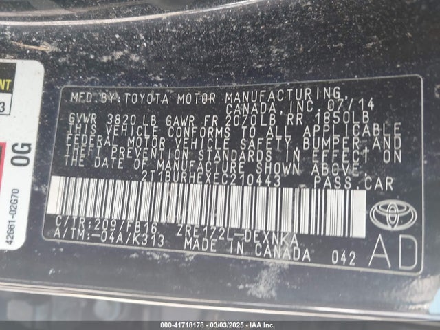 Toyota COROLLA LE 2014 2T1BURHEXEC210443 Image 9