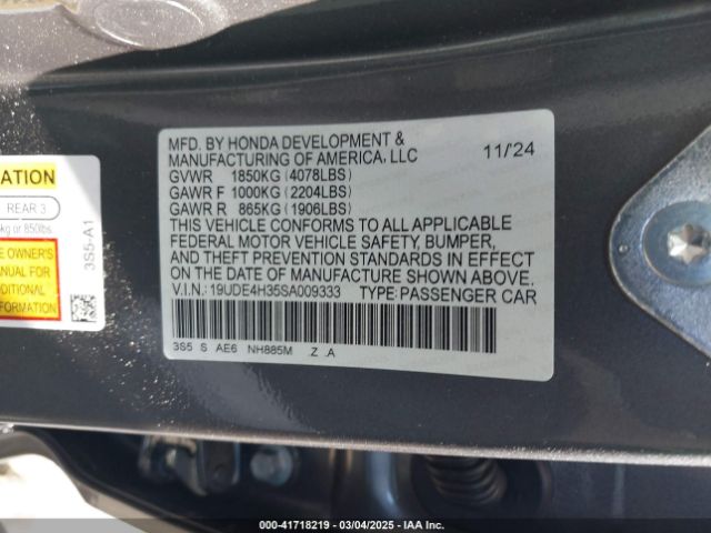 19UDE4H35SA009333 Acura Integra A-spec