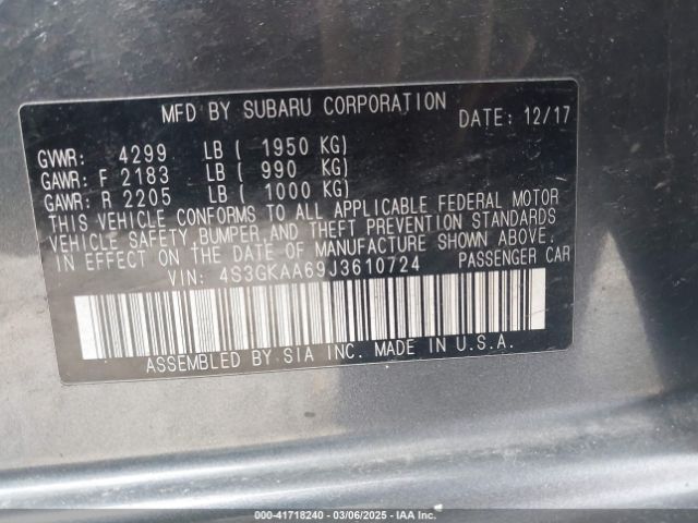 4S3GKAA69J3610724 Subaru Impreza 2.0i
