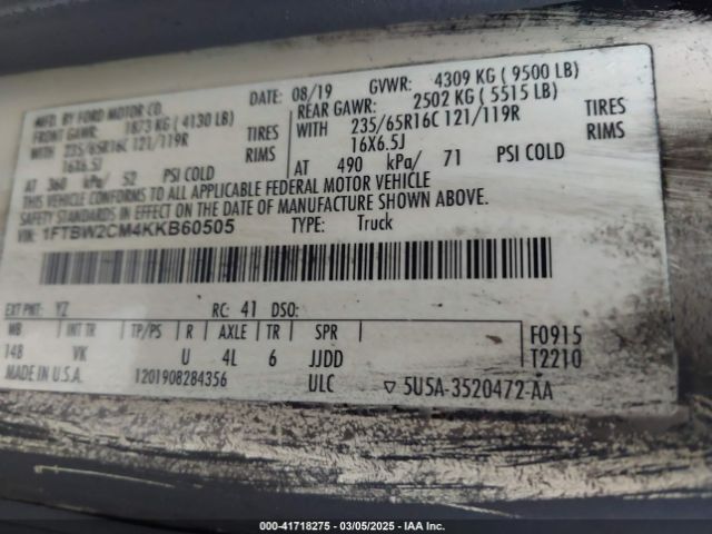 1FTBW2CM4KKB60505 Ford Transit-350